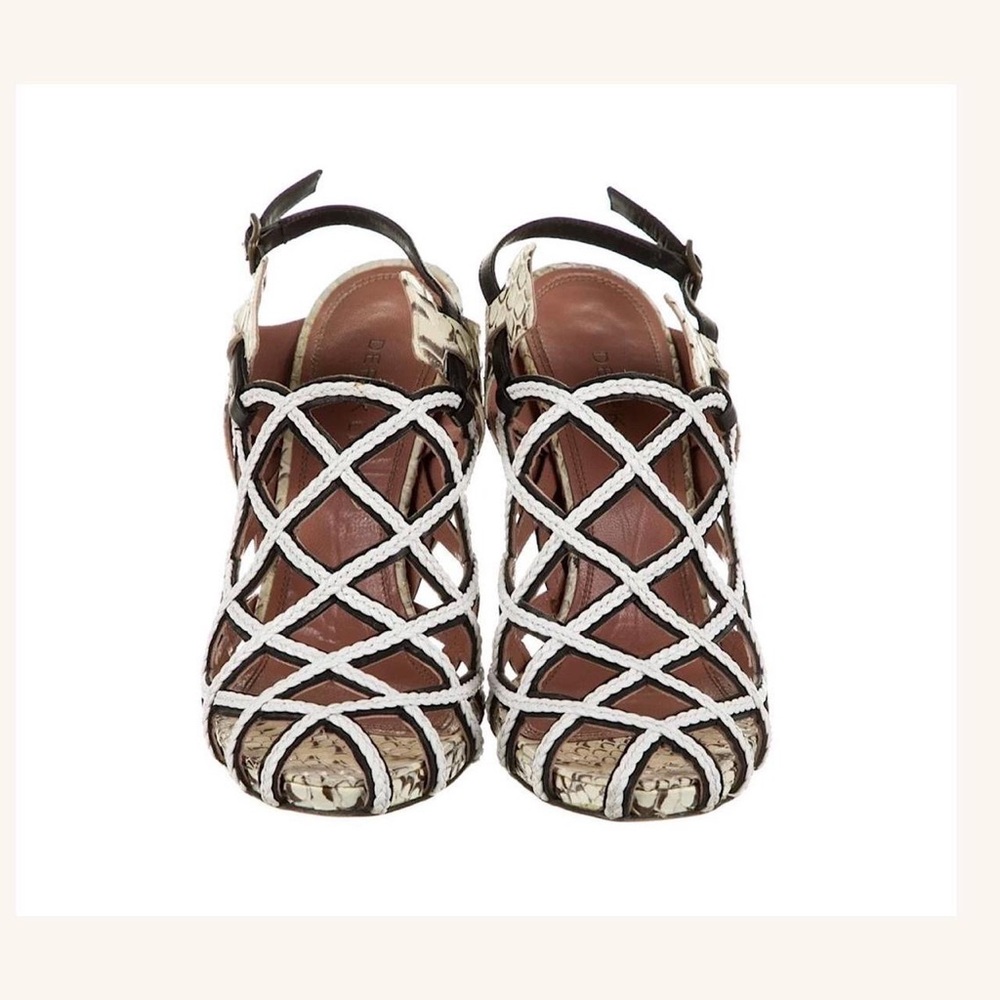 DEREK LAM Snakeskin Caged Heels